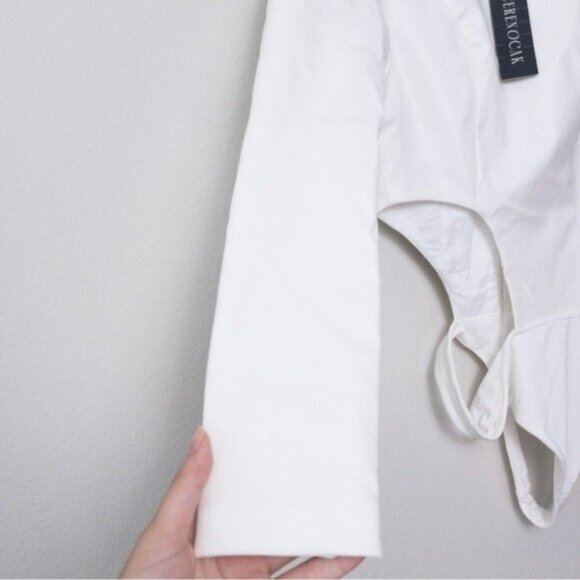 NWT Ceren Ocak x REVOLVE Vegan Leather One Shoulder Cutout Bodysuit S White - Picture 8 of 14